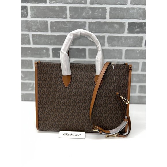 Michael Kors MK Mirella Medium EW Tote - Brown Multi - Picture 4 of 9